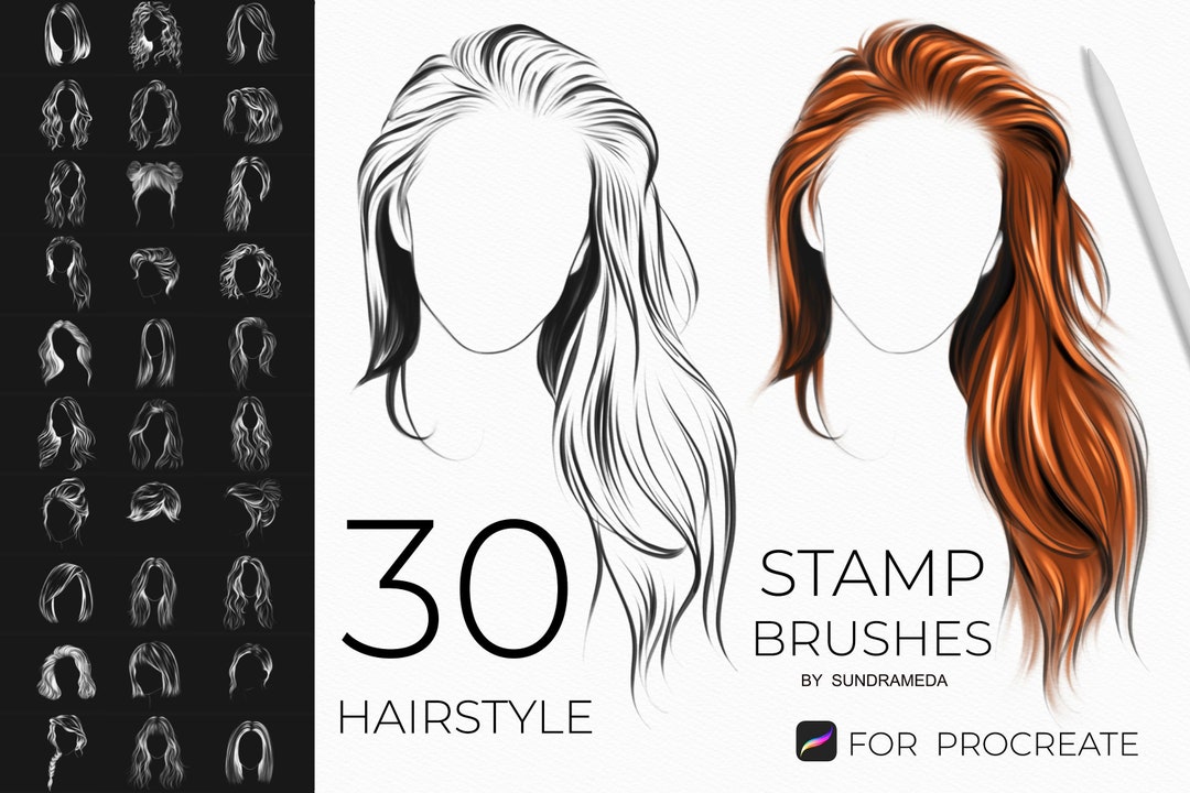 Hairstyle Brushes for Procreate, Procreate Hair Stamps Brushes