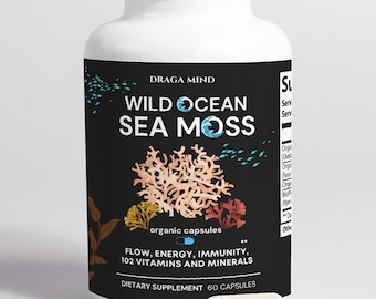 Wild Irish Sea Moss capsules + Bladderwrack + Burdock Root | Flow supplement | Organic sea moss extract