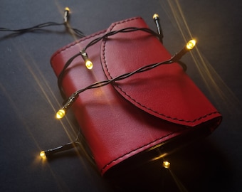 Cartera de piel para mujer - Cartera de piel roja - Cartera de piel de tamaño pequeño para mujer - Cartera de piel Nappa - Cartera tamaño bolsillo