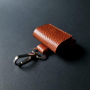 Portafoglio in pelle marrone con gancio a scatto, porta monete in pelle, portafoglio in pelle, portafoglio portachiavi, porta monete fatto a mano, regalo di Natale in pelle