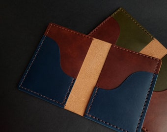 Portatarjetas bifold de cuero Buttero - Estuche de cuero curtido vegetal - Portatarjetas de cuero de billetera de cuero bifold para hombre - Idea de regalo