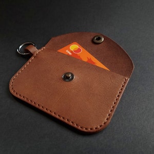 Crazy Horse Brieftasche - Crazy Horse Münztasche - Vollnarbige Münzbörse - Leder Kartenhalter - Ledertasche -Cognac Leder - Italienisches Leder