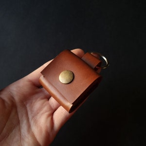 Cartera de cuero - estuche de monedas - Portamonedas de cuero marrón - Bolsa de monedas de cuero bronceado - Cartera de hombre - Saco de monedas de cuero - Llavero