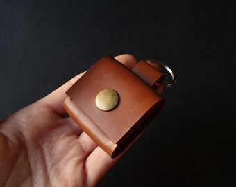 Leather wallet - coin case - Brown leather coin holder - Tan leather coin pouch - Men's wallet - Leather coin sack - Key chain