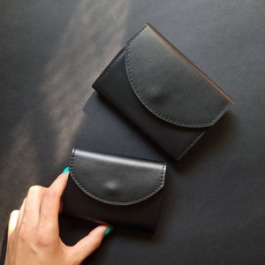 Small size leather wallet - Handmade leather wallet - Small wallet for women - Pocket wallet - Women's leather wallet - Magnet button wallet