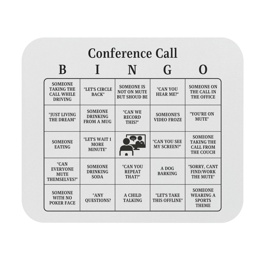 Conference Call Bingo Mouse Pad White Layout 1 Etsy