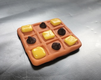 Waffle themed clay Tic-tac-toe board | waffle, butter, and chocolate chip Tic-Tac-Toe board