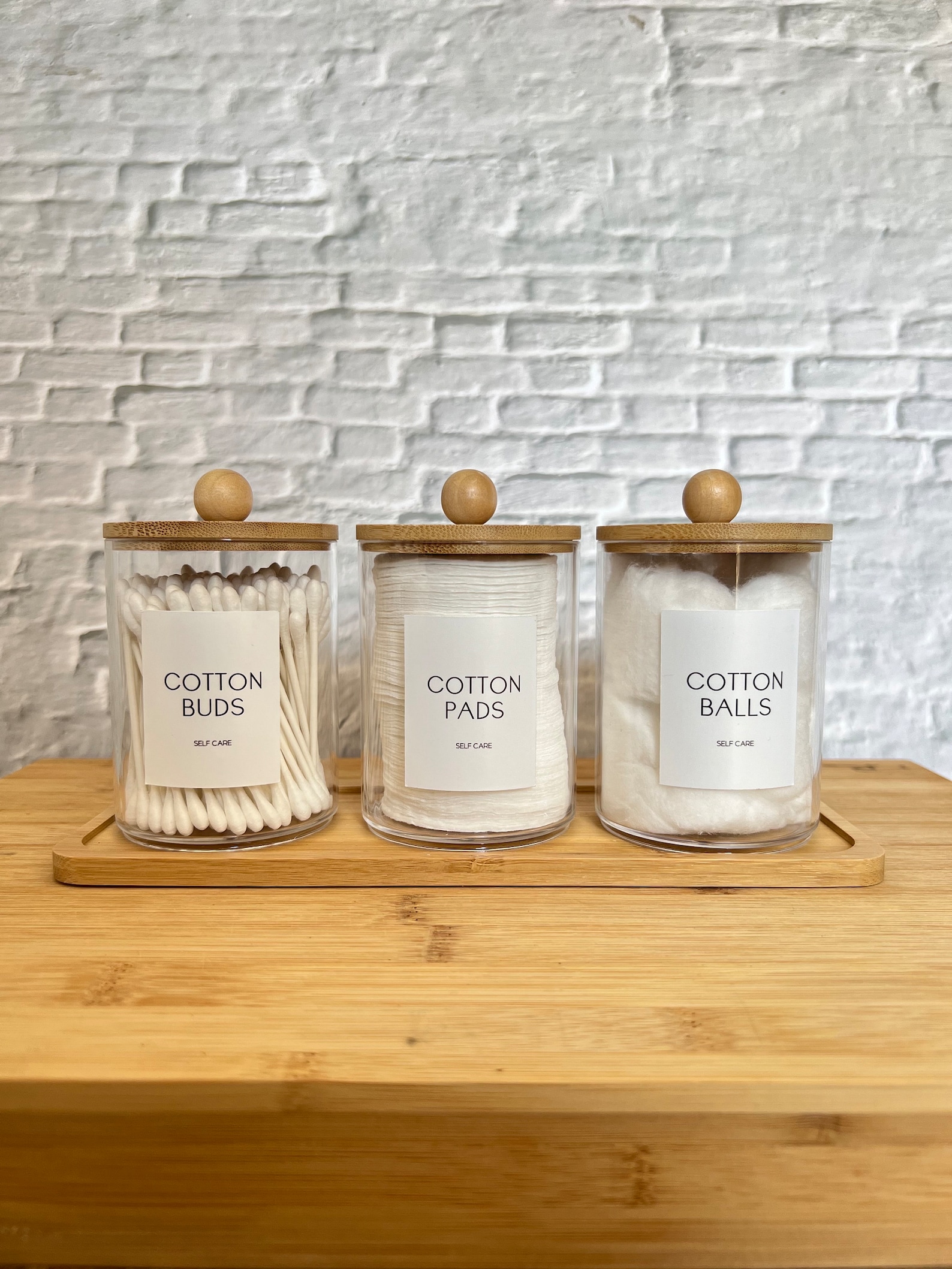 Plastic Bathroom Storage Organiser Set Cotton Pads Jars - Etsy