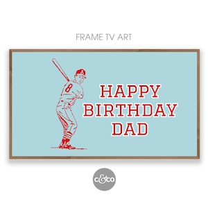 Frame TV Art Happy Birthday | Happy Birthday Dad sign for Samsung TV 4k | college baseball player | red powder blue white | digital download