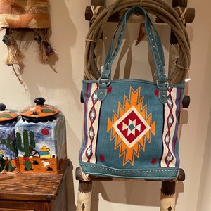 Turquoise aztec handbag