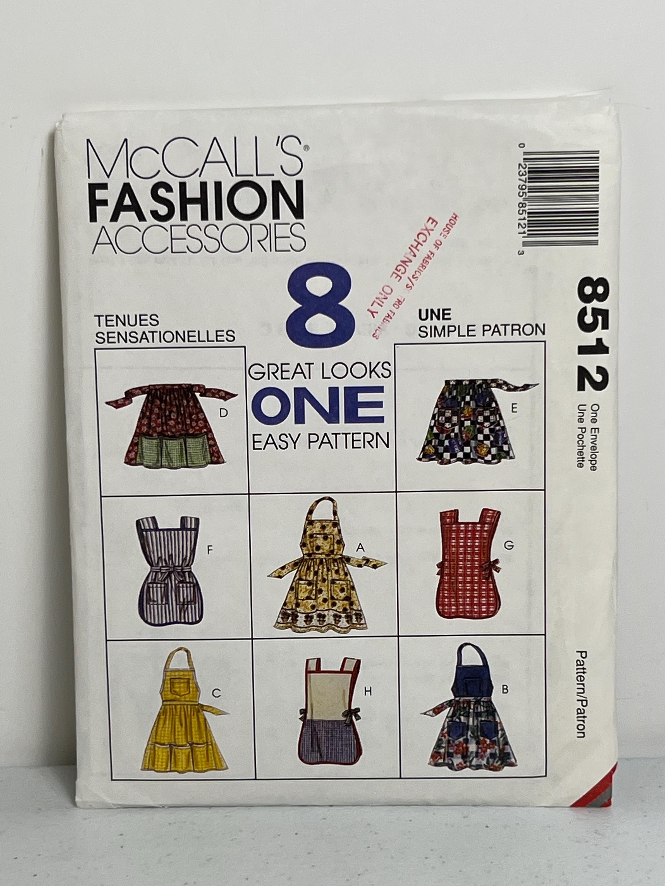 Uncut McCalls Kitchen Apron Pattern 8512 Ruffles Half Tie Misses Pockets