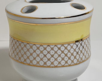 Formalità Baum Bros Portaspazzolino con bordo dorato Griglia Bianco Giallo