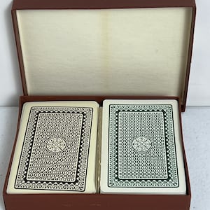 VTG 1978 KEM Baralho Duplo Cartas de Baralho Design Geométrico Preto e Verde c.1935