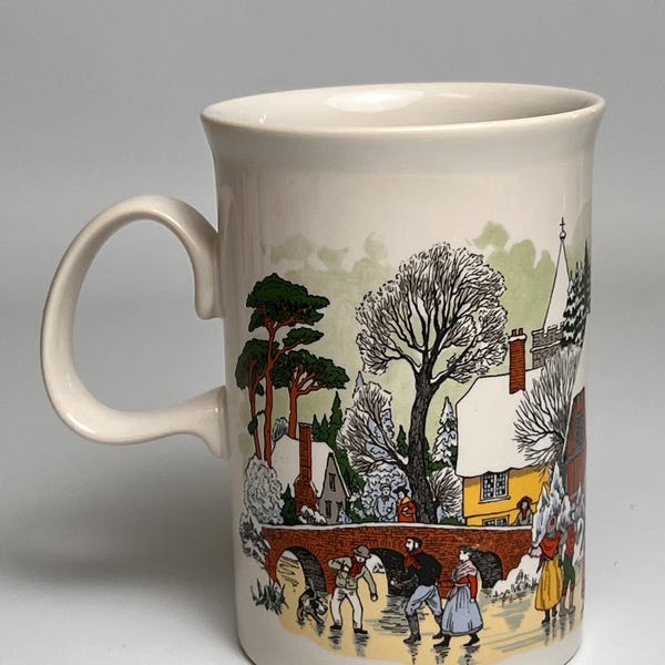 Dunoon Ceramics Mug Ice Skating Village Scotland Fine Bone China