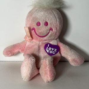 テディベアー　happy リミテッドエディション　1997 2000／107 Dan Dee Smiley Face Giggle Plush Pink I Love You Heart Doll