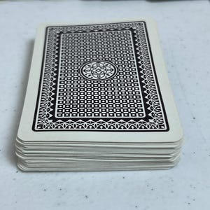 VTG 1988 KEM Deck speelkaarten Geometrisch ontwerp 688 Zwart ca. 1935 compleet zonder jokers