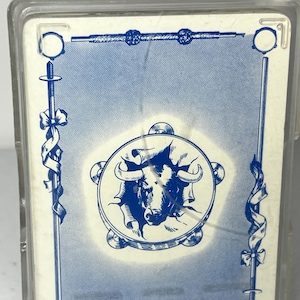 VTG Poker Bull Fight-speelkaarten Mexico Americano complete plastic hoes, foto's meegeleverd, hoes is opengekrabd