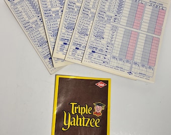 Libretto di istruzioni e schede segnapunti parziali per VTG Triple Yahtzee 1972