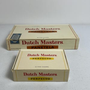 Lot of 2 Dutch Masters Empty Cigar Boxes VTG Panetela Box 50 Cigars & Perfecto Mini Box 10 Cigars