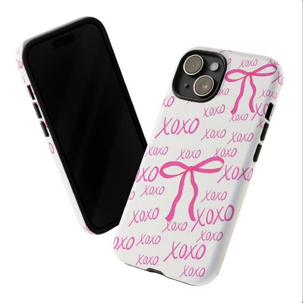 Pink Bow Phone Case |  Coquette Phone Case | XOXO Tough Case | Trendy Bow Protective Case | Soft Girl Era | Ribbons Case