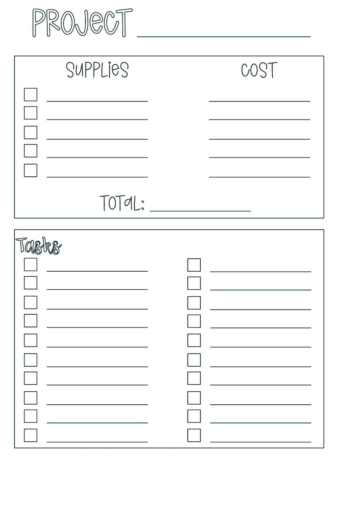 Small Project Planning Printable Template Digital Download - Etsy