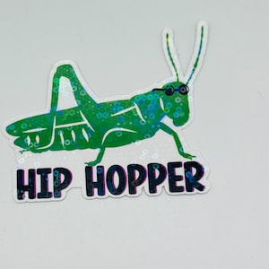 Pegatina holográfica de Hip Hopper / Inspirado en errores / Pegatina de saltamontes