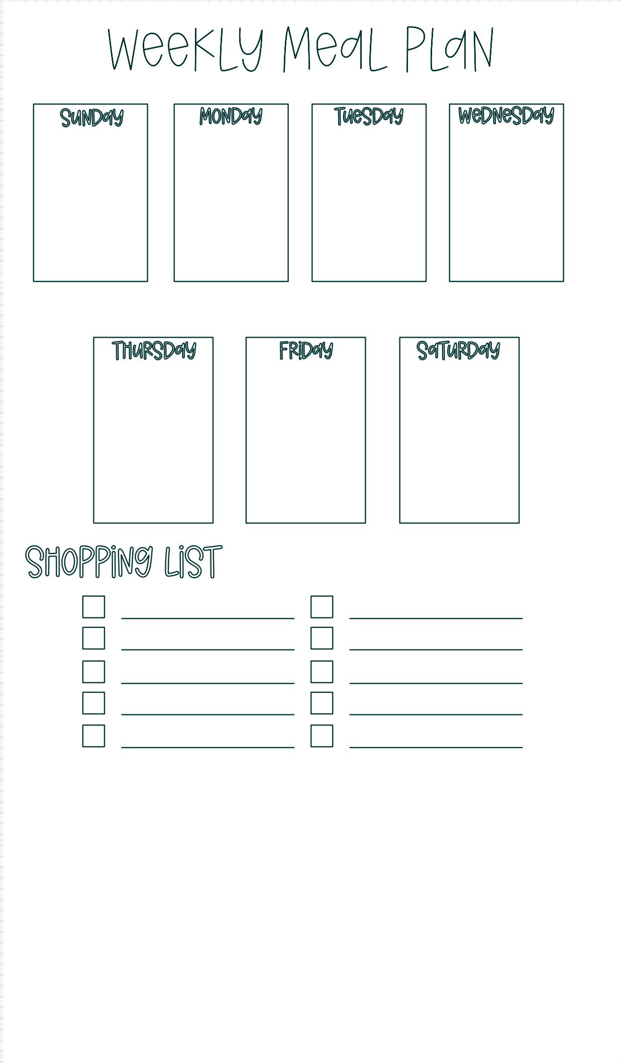 Weekly Meal Plan Printable Template Digital Download - Etsy