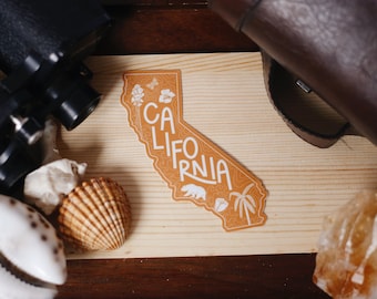 California Vinyl Sticker with State Symbol Illustrations | State Stickers For Water Bottles, Laptop Decals