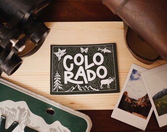 Colorado Vinyl Sticker with State Symbol Illustrations | State Stickers For Water Bottles, Laptop Decals