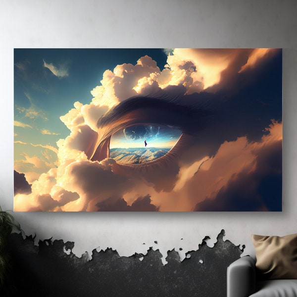 Abstracte kunst aan de muur Sky Cloud canvas print surrealistische droom geïnspireerd canvas print mat canvas uitgerekt 0,75 "kunstwerk cadeau