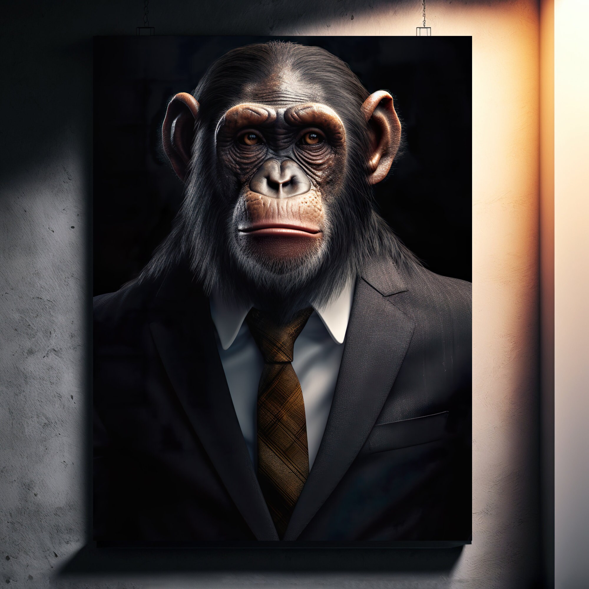 Monkey in Suit Canvas Wall Art HD Chimpanzee Portrait Canvas Print Business  Artwork Animal Canvas Monkey Print Fathers Day Gift Entrepreneur - Etsy