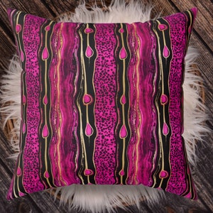 Pink and Black Throw Pillow, Double-Sided Square Pillow (Case and Inset Included)