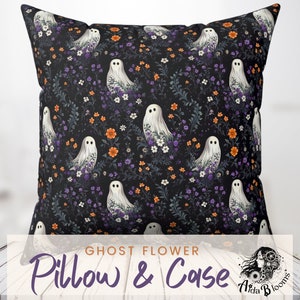 Cute Ghost Flower Throw Pillow