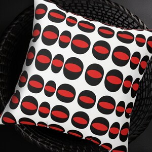 Modern Edgy Pillow in Red, Black, White