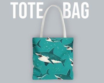 Teal Sharks Tote Bag