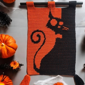 Halloween Halloween Crochet Zombie Cat Wandbehang-Muster (PDF)