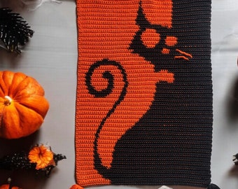 Halloween Crochet Zombie Cat Wall Hanging Pattern (PDF)