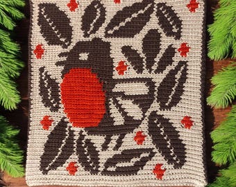 Winter Bird Tapestry Crochet Potholder Pattern (PDF Pattern)