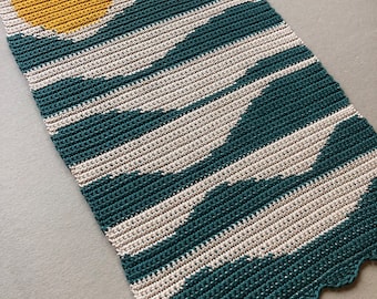 Sunset Sea Crochet Wall Hanging Pattern: Colorwork Home Decor (PDF Pattern)