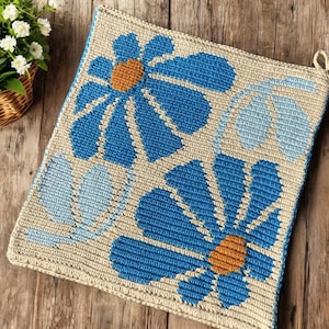 Floral Tapestry Crochet Potholder Pattern (PDF Pattern)