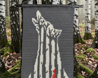 Tapestry Crochet Home Decor  - Little Red Riding Hood Crochet Wall Hanging Pattern PDF