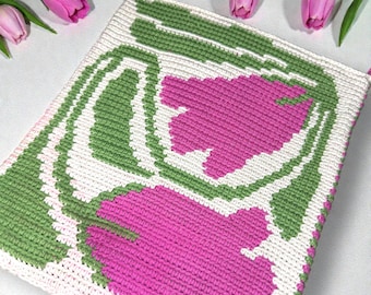 Spring Flowers  Potholder Tapestry Crochet Pattern (PDF Pattern)