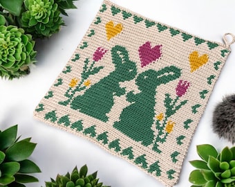 Bunny Tapestry Crochet Potholder Pattern (PDF Pattern)