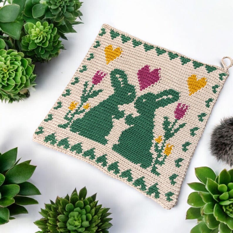 Bunny Tapestry Crochet Potholder Pattern (PDF Pattern) - Etsy