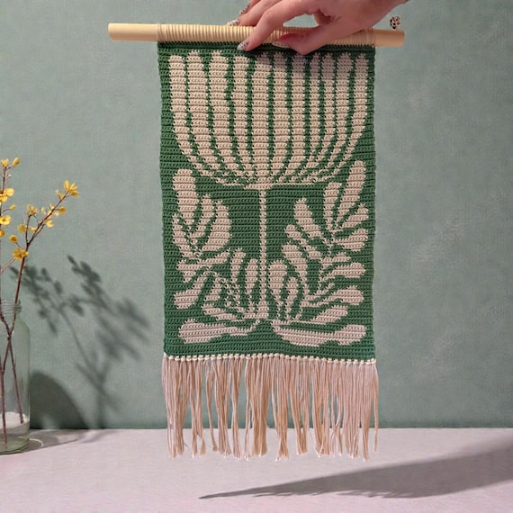 Botanical Matisse Inspired Crochet Wall Hanging Pattern | Tapestry Crochet DIY Art Decor