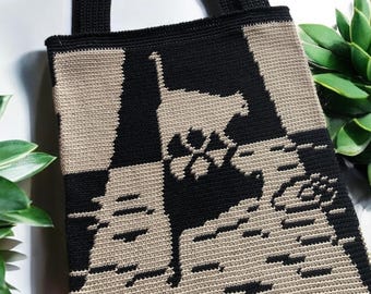 Wzór na szydełkową torbę z gobelinem: Wzór „Deszczowy kot” (wzór w formacie PDF)