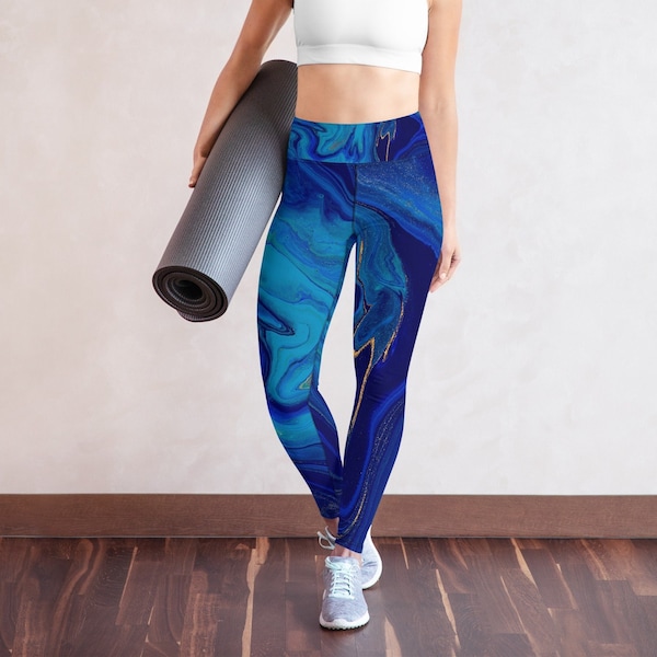 Cobalt Marble Yoga Leggings