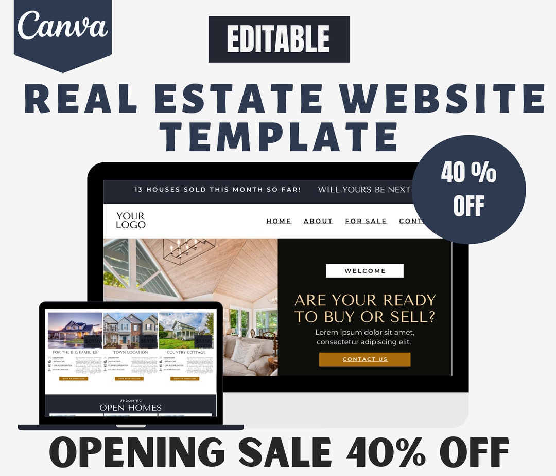 Luxury Real Estate Agent Website Canva Website Template Etsy