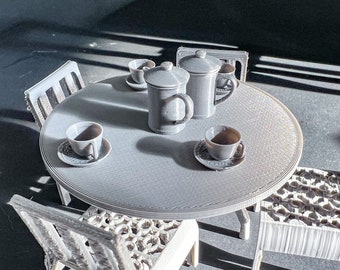 1/18 Patio furniture with coffee / sugar containers and cups set.