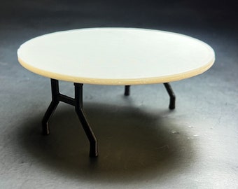 1:18 6' White Round Table with Foldable Legs. 118 scale